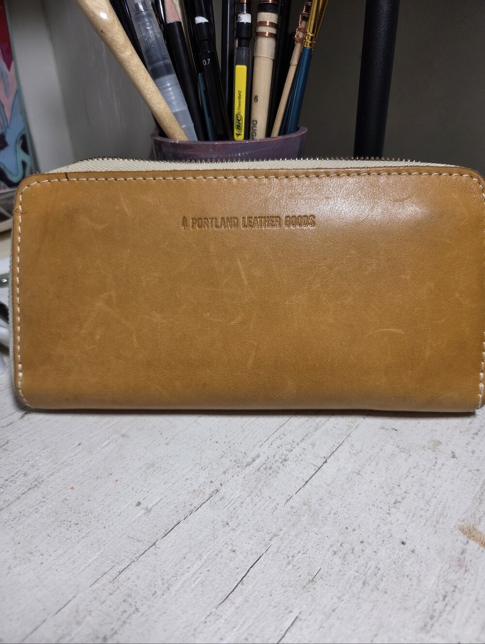 Portland Leather Honey Tan Zip-Around Wallet
